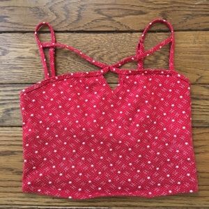 Red with tiny white stars Hollister Crop Top